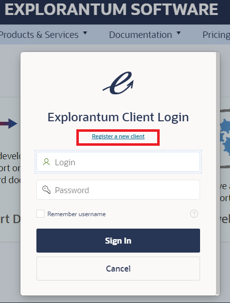 Link to register Explorantum client