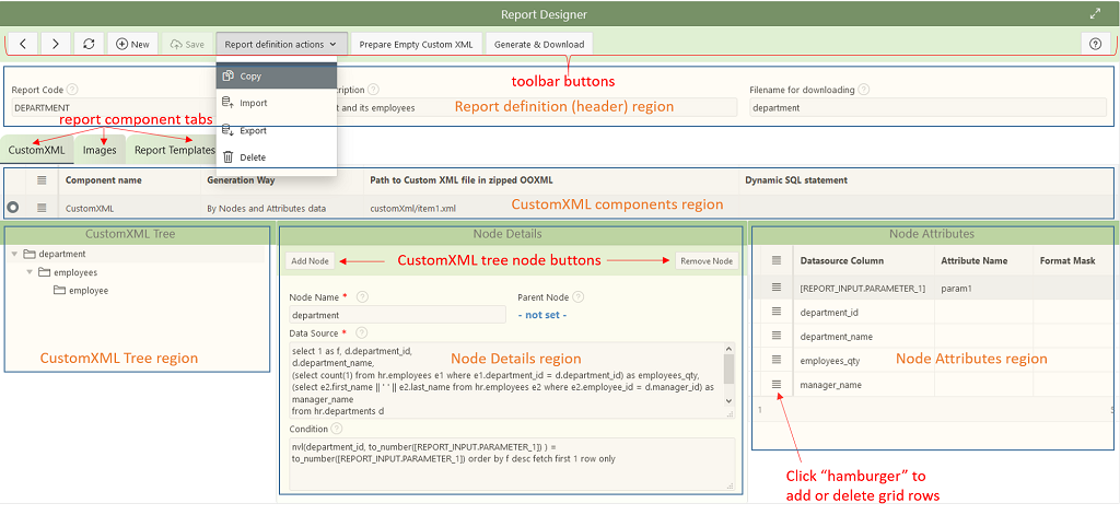 Report Designer Interface